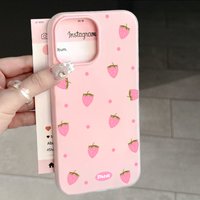 Sweet Pink Strawberry Pattern Phone Case For iPhone 11 12 13 14 15 16 17 Pro Max 16E 17 Air X XR XS Max 7 8 Plus Soft Back Cover