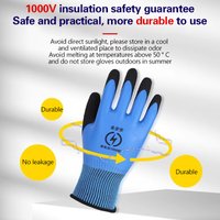 New 1 Pair Withstanding Voltage 1000V High Elasticity Glove Safety Protective Blue Electrician Insulating Gloves