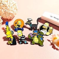 Hot selling cartoon anime The Simpsons brooch cute and funny anime metal brooch badge clothing packaging decoration gift friends