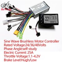 AliExpress NONE Ebike Sine Wave Display Controller 25A Three-Mode 24V/36V/48V with Learn Function S866 LCD Display 350W-500W Motor for E-scooter
