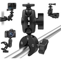 Motorcycle Bicycle Handlebar Clip Bracket for Insta360 X5 X4 X3 GoPro 13 12 11 10 SJCAM Selfie Stick Double Clip Monopod Mount
