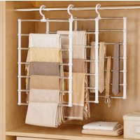 Multi Layer Ladder Pant Rack Non Slip Traceless Hanger Wardrobe Storage Tool Foldable Clip for Household Use