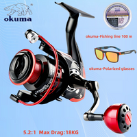 okuma-Spinning reel, All metalultra light fishing reel,fishing tool,2000-7000speedratio5:2:1,Maximum braking force18KG