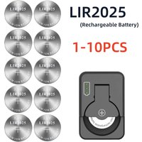 1-10PCS LIR2025 LIR 2025 3.6V Rechargeable Lithium Battery For Toy Car Key Scale Remote Control CR2025 ML2025 Button Coin Cells