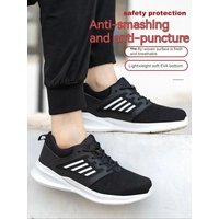 Safety Shoes for Men Steel Toe Safety Sneaker Anti-Smashing Black Work Boots Comfortable Wear-resisting Boots for Work as Hiking