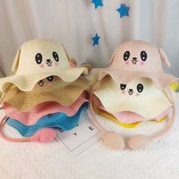 High-quality Wide Brim Rabbit Straw Hats Breathable Sunscreen Children's Hats Moving Ears Fisherman's Hat Outdoor