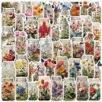 50/100PCS Beautiful Retro Flower Bottle Graffiti Stickers Decorative Guitar Notebook Luggage DIY Waterproof Stationery Stickers