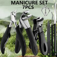 7pcs Professional Heavy Duty Nail Care Tool Set - Wide Jaw Nail Clippers with Convex for Thick Ingrown Toenails & Fingernails