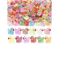 Micro Landscape Cute Glittering Pink Little Yellow Duck Doll Pendant Landscape Resin Decoration Accessories Mini Small Ornament