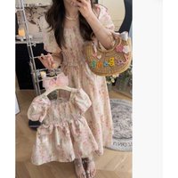 Summer Dress Kids Girls Cute Floral Dress Woman Dress Mom Daughter Matching Outfit