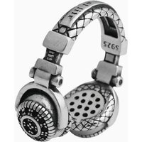 Vintage Wearable Headphones Ring For Women Cool Thai Silver Ring Niche High-end Music Trendy Hip-hop Jewelry KOFSAC