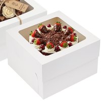 10pcs White Brown Cardboard Cake Box With Clear Window Home Party DIY Dessert Cupcake Packing Box Gift Package