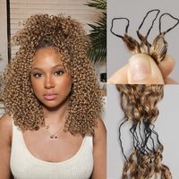 12A Small Spirals Curly Honey Brown Crochet Human Hair Extensions Pre-Separated Knotless Pixie Curls Feather Crochet Braid Hair