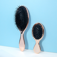 Electroplated Bristle Hairbrush Luxurious Rose Gold oval Shape anti-Static Hairdressing Massage Comb Professional Salon Tools