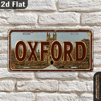 2D Flat - Vintage Oxford England Metal License Plate Wall Art Sign, 30cm x 15cm Aluminum Decorative Plaque with "OXFORD" Text,