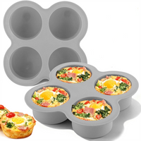 Air Fryer Egg Mold Round Shape Eggs Mold 4 Cavity Non-Stick Silicone Air Fryer Egg Pan Egg Steamer Cooking Mold Fried Egg Tool