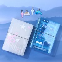 PVC Cover Organizer Refreshing Planner Summer Ocean Blue Binder A7 Trifold With Charm Accessory Divider Pages Notebook