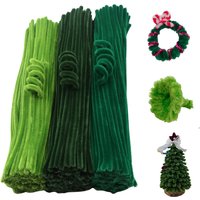 100pcs DIY Creative Twisting Rod Green Pipe Cleaner Craft,Thick Fluffy Suitable for DIY Craft Projects Christmas Tree Decoration