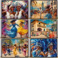 Tropical Caribbean Elegant Women In The Lively And Joyful Lmpressionist Dance Scene Of Sports Poster Canvas Bedroom Home Decor