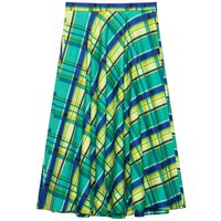 Willshela Women Fashion Plaid Pleated A-Line Midi Skirt Vintage Side Zipper High Waist Female Chic Lady Skirts
