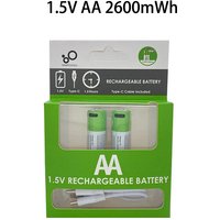 1.5V AA 2600mWh AAA 750mWh Li-ion Batteries For Mouse,Clock,Shaver,Hermometer+TYPE-C Cable AA+AAA USB Rechargeable battery