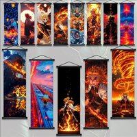 Demon Slayer Kyojuro Rengoku HD Print Anime Fabric Wall Art Scroll for Fans Bedroom Gaming Room Living Room Home Decor