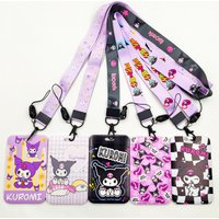 Kuromi ID Badge Holder Neck Strap Pendant Cute Girls Door Card Holders Lanyards Women Kuromi Lanyard Credential Holder
