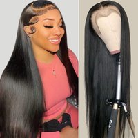 Hd Transparent Straight 13x4 13x6 360 Lace Front Human Hair Wig 36 38 Inch 4x4 Lace Closure Wigs Pre Plucked For Women