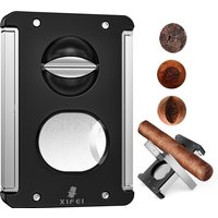 XIFEI Cigar Cutter V-Cut Guillotine,4 in 1 Straight Cut V Cutter with Cigar Punch Cigar Holder Stainless Steel Blade Ergonomic
