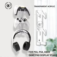 3in1 Clear Wall Mounted Storage Rack Headset Gamepad Display Stand Holder for PS5 PS4 XBOX Switch Controller Gaming Accessories