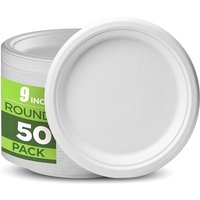 25/50PCS 9inch Circular Paper Plates Disposable Biodegradable Paper Plates Suitable Party Christmas Barbecue Salad Desserts