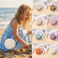 Creative Small Daisy Kids Straw Bag Woven Handmade Crossbody Bag Round Shape Shoulder Bag for Children Girls