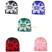 Q39C Knitted Hiphop Skull Hat with Jacquard Eye Flower Pattern for Daily Wear