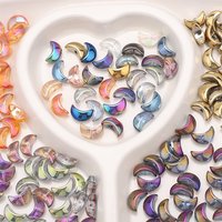 30pcs 9X14mm Plating Charms Crystal Crescent Shape Pendants Diy Loose Glass Moon Beads For Jewelry Making Handmade Accessories