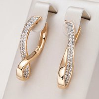 Women's Concise Elegant Synthetic Zirconia Hoop Earrings Retro Exquiaite Golden Plated Banquet Wedding Jewelry Accessories Craft