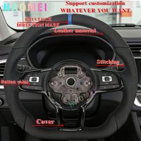 Upgraded car steering wheel with full leather material, blue return logo with button paddles, suitable for Golf 7 7.5 GTI MK7