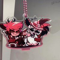 Helluva Boss Anime Keychain Stolas Key Chain Bags Charms Figures Stand Model Plate Collection Ornament Friends Gift for Cosplay