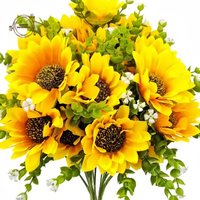 1/2pcs Sunflowers,artificial bouquet with stems,suitable for home,outdoor,indoor,wedding, kitchen, table,artificial flower decor