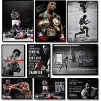 Boxer Wall Poster, Mike Tyson Muhammad Ali Motivational Quote Canvas Painting Prints, Home Decor Pictures for Living Room