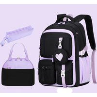 Love Pattern School Bag Backpack Pencil Case lunch bag Three Piece Set Nylon Fabric Waterproof Boy Girl Teenagers Trend Backpack