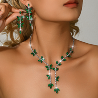 French high-end zirconia butterfly fringed earrings and necklace set - elegant and luxurious fashion accessories