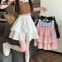 Cute Tiered Ruffle Skirt Women's Flounced A-line Puffy Short Skirts Stretchy High-Waist Mini Skirt Babes Korean Fashion Clothing