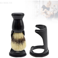Professional Soft Boar Bristle Beard Brush for Men Wood Handle Shaving Mustache Comb Kit with Shaving Stand Holder Hairdresser