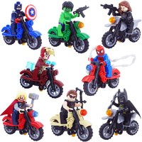 Cross-border MOC super hero motorcycle building block villain small particle assembly toy OPP bag