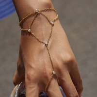 Yori White Cubic Zirconia Mesh Tassel Bracelet 18K PVD Plated Waterproof Polished Metal Gifts for Girlfriend Jewelry