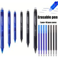 11 pieces/set 0.5mm professional erasable large capacity gel pen set Each pen has its own top rubber and 10 pen refills