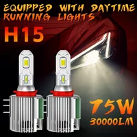 2Pcs H15 LED Bulbs Car Headlight High Beam Day Driving Running Light 12V 6000K White Auto Lamp Canbus For Golf 6 VW Audi BMW