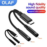 2in1 Type C to Dual 3.5mm Audio Adapter DAC Voice Microphone Headphone Connector Cable for iPhone15 16 Samsung USB C Converter