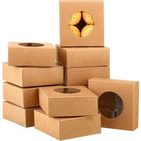 10/20/30/50pcs Kraft Paper Box,Square Small Gift Box with Round Clear Window,Paper Gift Packaging Box,for Wedding Party Birthday