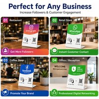 NFC QR Code Social Media Stand Multi Platform PVC Display Sign for Instagram WhatsApp Facebook LINE Google Review Card